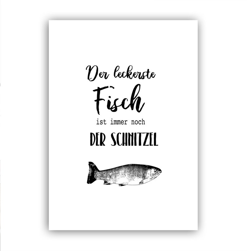 Calligraphy poster with saying for the kitchen Beautiful decoration for the kitchen Fisch Schnitzel