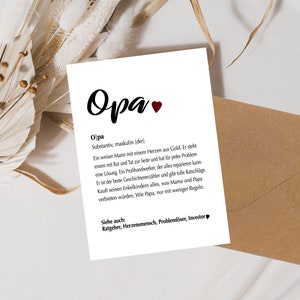 Karte Definition Opa | Oma | Mama | Papa | Tochter | Sohn mit Umschlag | Geschenkidee zum Geburtstag, zu Weihnachten