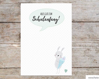 Süße Postkarte zur Einschulung "Alles Gute zum Schulanfang"