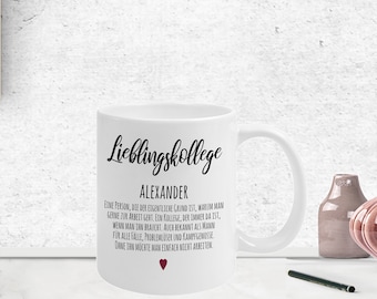 Personalized ceramic mug with definition of favorite colleague and name