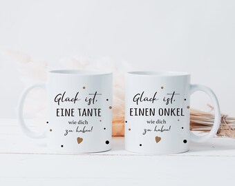 Mug fait à la main avec l'inscription « Le bonheur, c'est d'avoir un oncle comme toi » ou « Le bonheur, c'est d'avoir une tante comme toi » | Cadeau tante