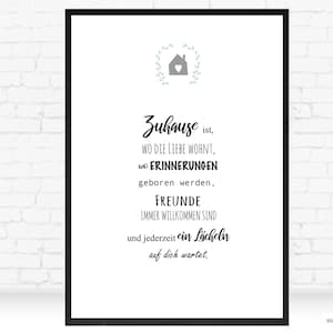Kalligraphie-Poster mit Spruch - Zuhause ist, wo die Liebe wohnt