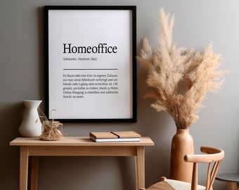 Bild mit Definition Homeoffie | Wanddekoration Büro | Poster Definition | Bild Büro