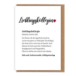 Karte Definition Lieblingskollegin/Lieblingskollege/Lieblinsmensch/Erzieherin... mit Umschlag  | Geschenkidee zum Abschied