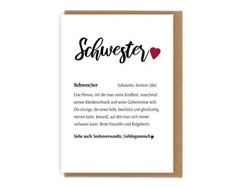 Card Sister with Envelope | Gift idea for birthday, Christmas