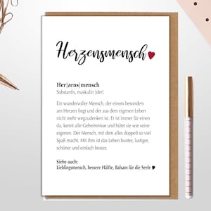 Karte Definition Herzensmensch/Lieblingskollegin/Lieblinsmensch/Erzieherin... mit Umschlag  | Geschenkidee zum Geburtstag oder Abschied