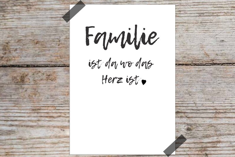 Poster mit Spruch Familie ist da wo das Herz ist Etsy.de