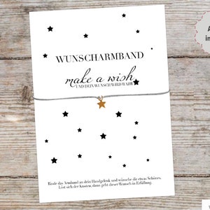 Armband mit Sternanhänger und Karte "Make a wish" - Kleines Geschenk zu Weihnachten, zum Geburtstag | Wichtelgeschenk | Weihnachtsgeschenk