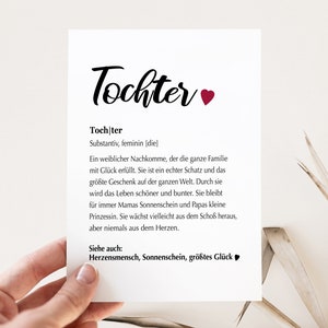 Karte Definition Tochter | Sohn | Opa | Oma | Mama | Papa | Tochter... mit Umschlag | Geschenkidee zum Geburtstag, zu Weihnachten