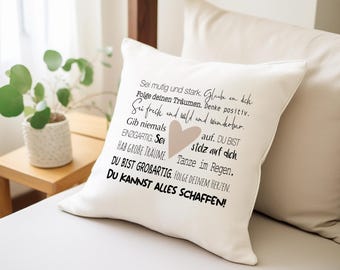 Almohada con mensajes cariñosos | Regalo para adolescentes | Regalo para niñas | Regalo de cumpleaños | Regalo para niños | Regalo de confirmación | Regalo de primera comunión