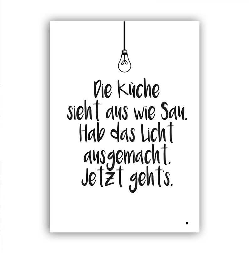 Calligraphy poster with saying for the kitchen Beautiful decoration for the kitchen Küche sieht aus