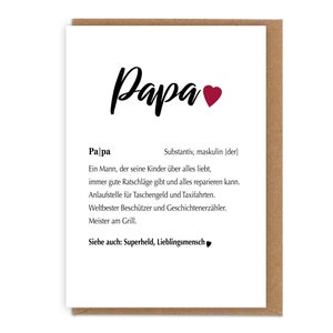 Karte Definition Papa mit Umschlag  | Geschenkidee zum Geburtstag, zu Weihnachten