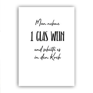 Calligraphy poster with saying for the kitchen Beautiful decoration for the kitchen Wein Koch