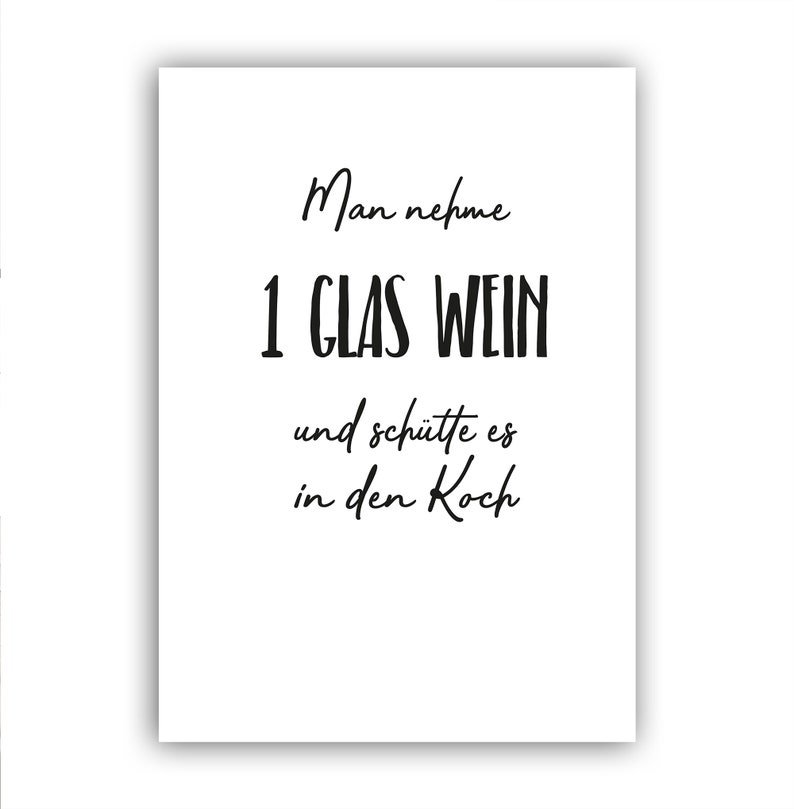 Calligraphy poster with saying for the kitchen Beautiful decoration for the kitchen Wein Koch