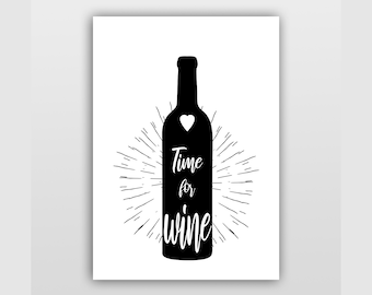 Poster mit Spruch für die Küche "Time for wine"