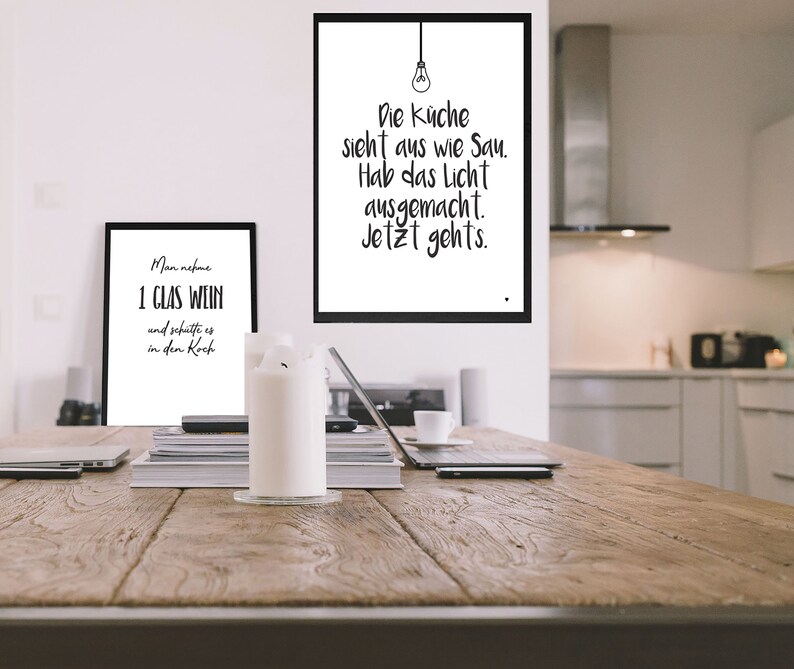 Poster mit Spruch. Die Küche sieht aus wie Sau. Hab das Licht | Etsy