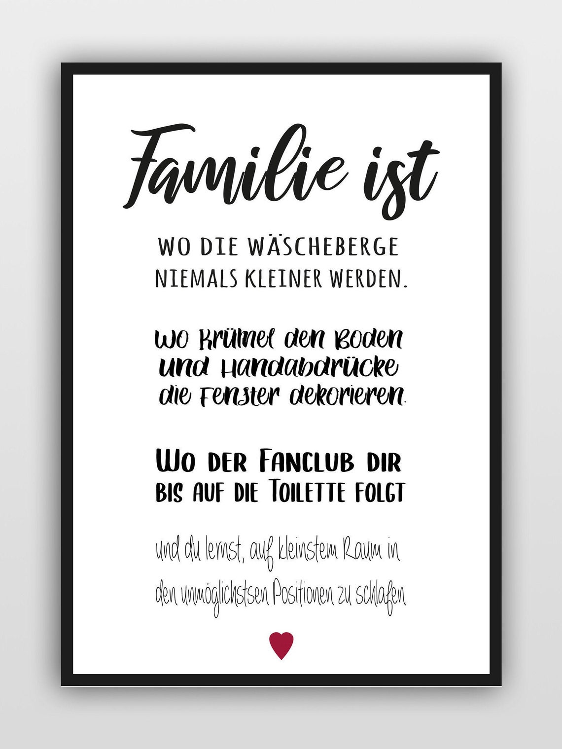 Modernes Bild mit Spruch Familie ist wo die Wäscheberge Etsy