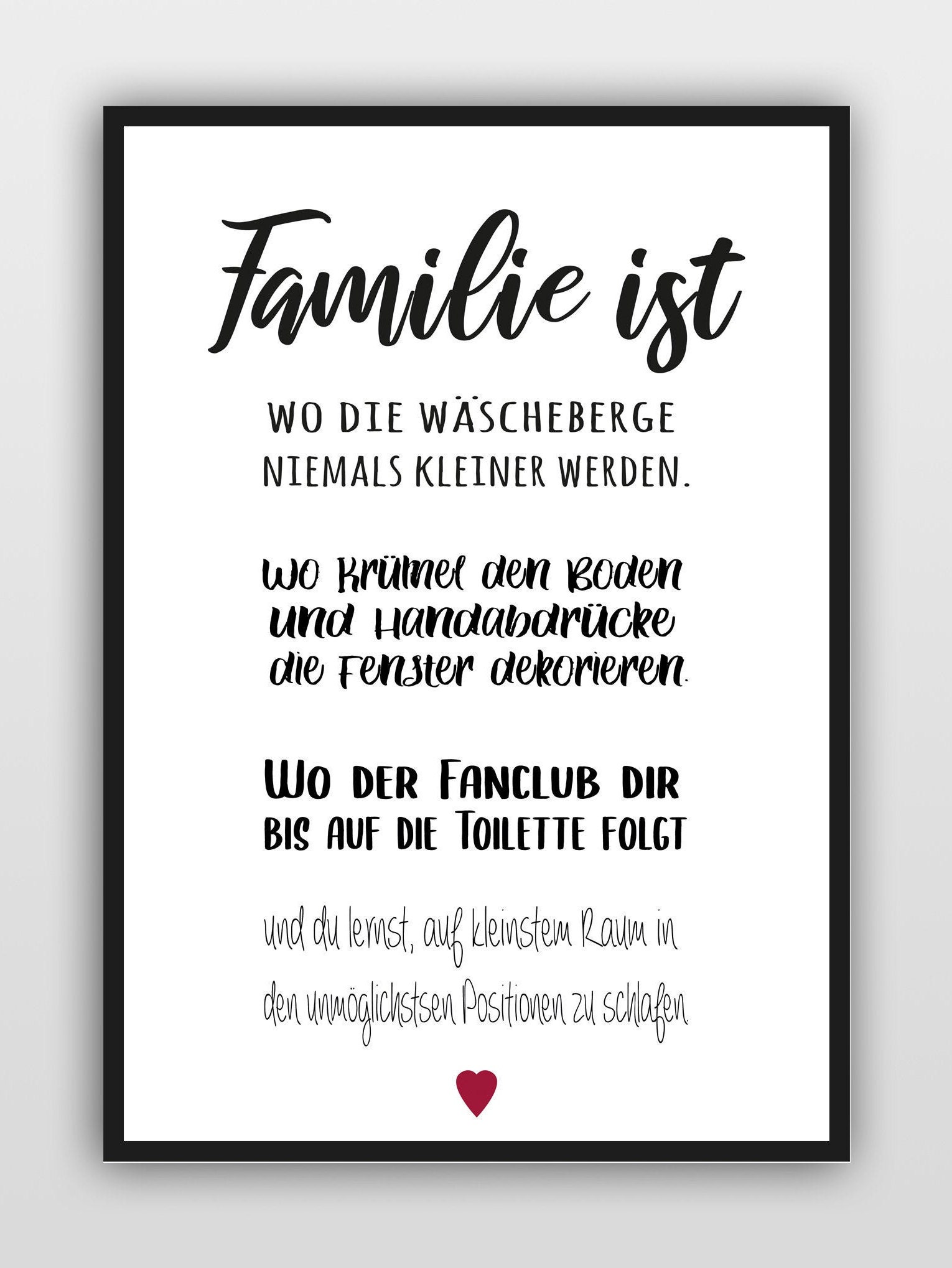Modernes Bild mit Spruch Familie ist wo die Wäscheberge Etsy