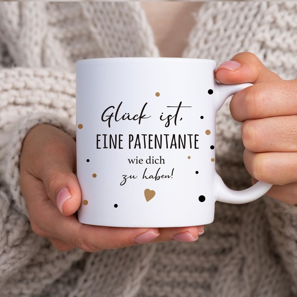 Handgefertigte Tasse "Glück ist eine Patentante wie dich zu haben" | Geschenk Paten| Geschenk Patentante | Tasse Patentante