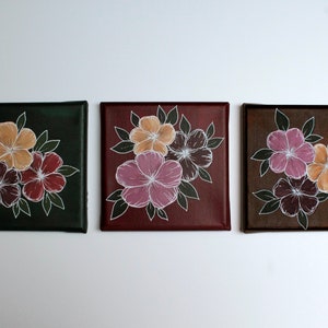 Tableau floral décoration 15x15cm Art canvas Acrylique image 5