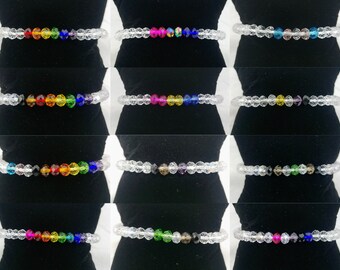 Minimalist LGBT Silver Handmade Jewelry Agender Pride Flag Crystal Bracelet LGBTQIA Pride Present LGBTQ Gold Coming Out Gift Elastic
