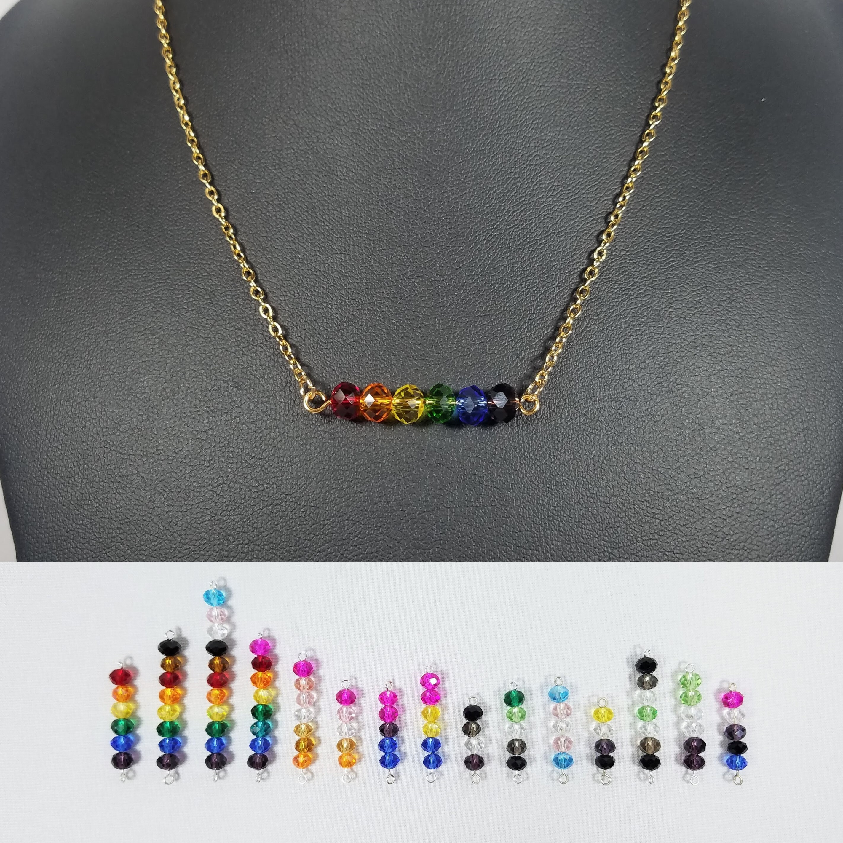 Minimalist Handmade Jewelry Subtle LGBT Present Personalized Charm Pendant Crystal LGBTQ Pride Flag Silver Bar Necklace Coming Out Gift