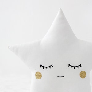 Cojín de estrella blanco con mejillas brillantes para decoración de guardería, idea de regalo de ensueño para baby shower, habitación neutra para niños y niñas, tipi