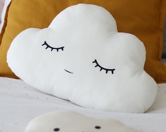 White Cloud Pillow for Nursery Decor, Baby Cushion Shower Gift Boy Girl Gender Neutral  Throw Kids Room Infant Bed Baptism Christening