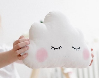 Almohada de nube blanca para decoración de guardería, cojín para bebé con mejillas rosadas, regalo de ducha de género neutro, bautizo de recién nacido, niña, niño, cama