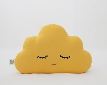 Yellow Cloud Pillow, Kawaii Throw Pillow, Mustard Cloud Pillow, Cloud Cushion, Baby Pillow, Play Tent Decor, Cute Cloud Decor, Kids Pillow