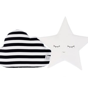 Czarno-biały prezent na baby shower, neutralny pod względem płci, poduszki do pokoju dziecięcego, poduszka w kształcie gwiazdy i chmury, pluszowa zabawka, ręcznie robiony wystrój pokoju noworodka, dziewczynka, chłopiec