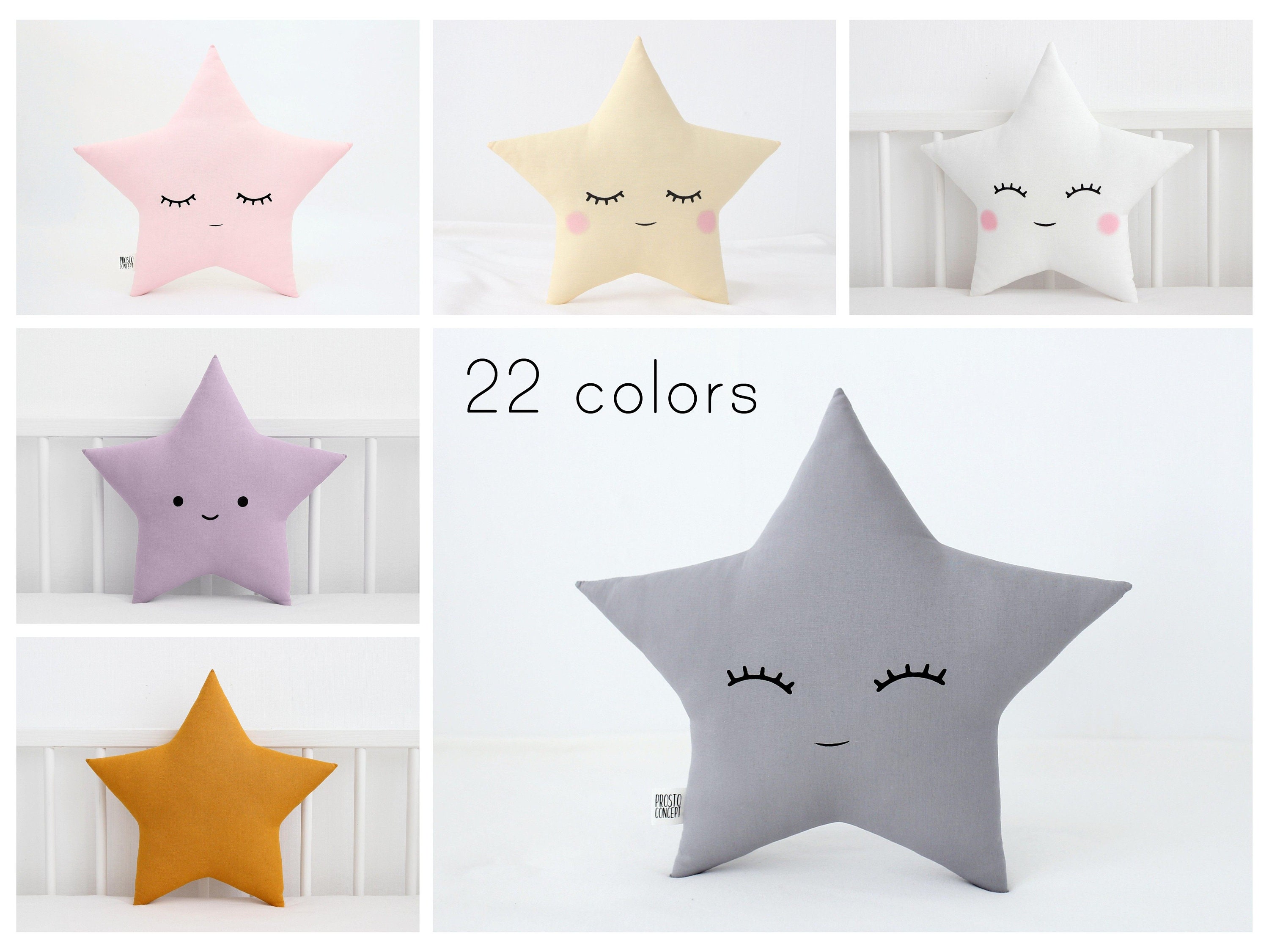 Plush Sky Pillows Moon Star Shaped Pillow Pink Yellow Purple Room