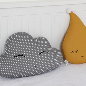 Set Of Cloud And Rain Drop, Set Of 2 Pillows, Raindrop Pillow, Toddler Pillow, Kids Pillow, Baby Room Cushions, Throw Pillow, Nursery image 6