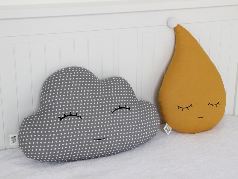 Set Of Cloud And Rain Drop, Set Of 2 Pillows, Raindrop Pillow, Toddler Pillow, Kids Pillow, Baby Room Cushions, Throw Pillow, Nursery image 6