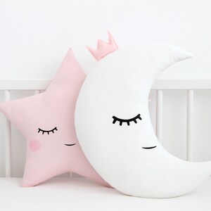 Set of moon and star pillows Toddler girl pillows Pink baby shower image 4