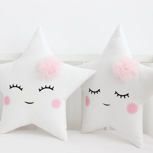 Set of cloud and star shaped pillows Baby cushion Nursery decor for girl image 3