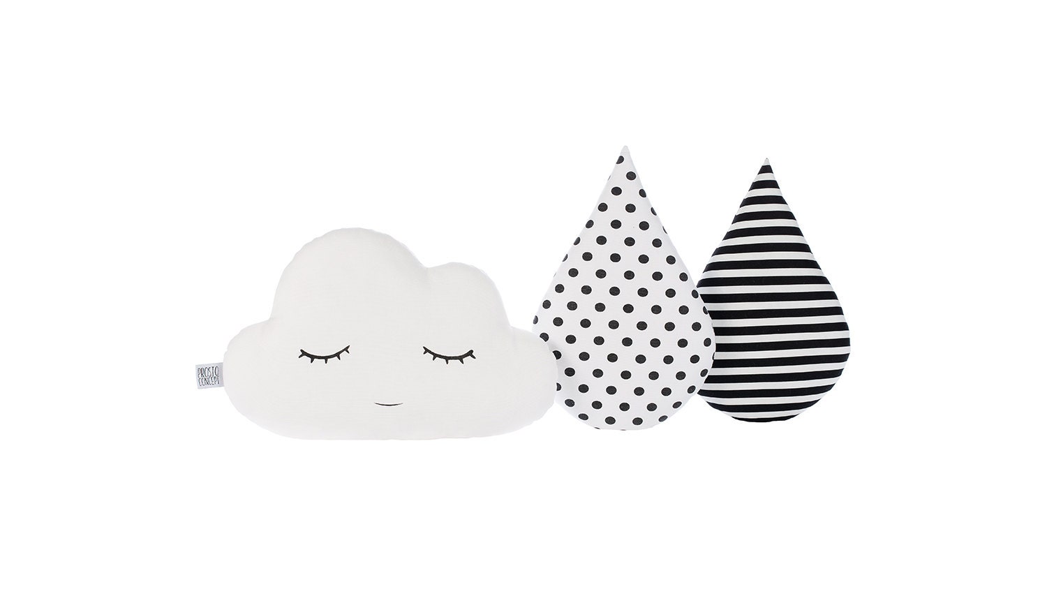 Ensemble d'oreillers Cloud & Rain Drop, White Black Stripes Drop Or Dots Pillows, Oreillers Noirs et