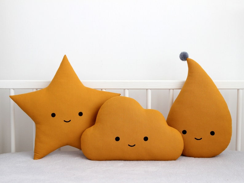 Mustard Baby Cushion Cloud Pillow Star Pillow Drop Pillow Etsy