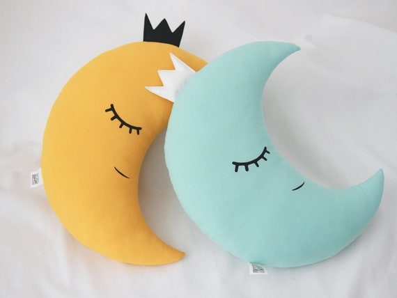 yellow moon pillow