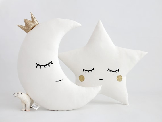 Cojines de luna y estrella para guarderia Juego de 2 cojines para bebes Decoracion de almohadas tipi Etsy Mexico
