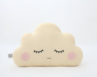 Pastel Yellow Cloud Pillow for Nursery Decor, Baby Cushion Shower Gift Newborn Boy Girl Gender Neutral  Throw Kids Room Bed Teepee Sky