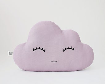 Soft Lavender Cloud Pillow for Nursery Decor, Baby Cushion Shower Gift Boy Girl Gender Neutral  Throw Kids Room Infant Bed Teepee Sky