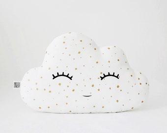 White with Rose Gold Cloud Pillow for Nursery Decor, Baby Cushion Shower Gift Newborn Boy Girl Gender Neutral  Kids Room Children Teepee