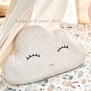 Cloud Pillow, Kids Pillow, Nursery Decor, Cute Cushion, Kids Room Decor, Baby Pillow, Decorative Pillow, Teepee Accessories, Prosto Concept Beige & Pearl Dots