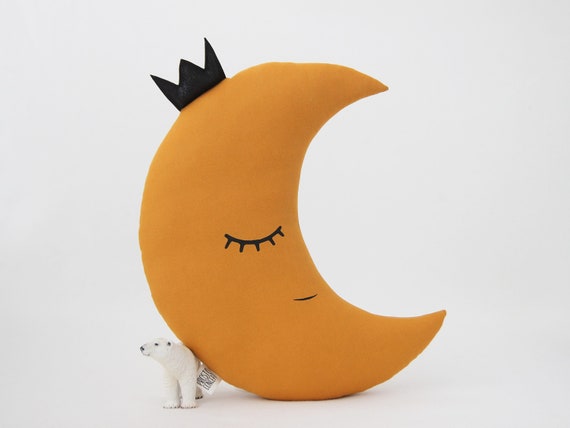Moon Pillow Mustard Nursery Decor Crescent Moon Cushion Kids