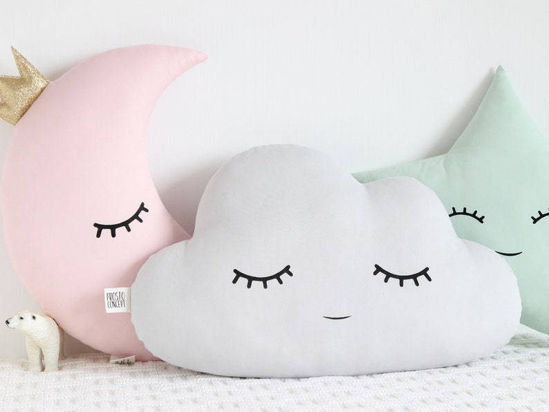 Gray Nursery Pillow Cloud Cushion baby Pillow Cloud Cushion Neutral Gender
