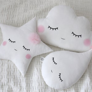 Set of cloud and star shaped pillows Baby cushion Nursery decor for girl image 7