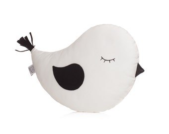 Almohada de pájaro blanco, cojín en forma de pájaro, almohada de animales, almohada de tiro para niños, almohada hecha a mano, accesorios de guardería, almohada decorativa, tipi