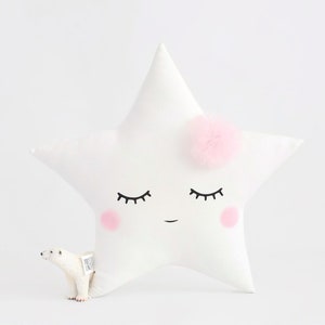 Set of cloud and star shaped pillows Baby cushion Nursery decor for girl image 5