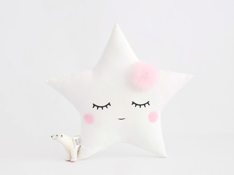 Set of cloud and star shaped pillows Baby cushion Nursery decor for girl image 5